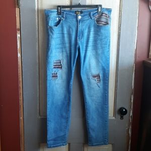 Dkin Jeans faded and distressed southwestern